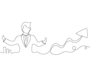 Sketch outline concept minimal business man in drawing continuous line art. male business success talent hand drawn with white ioslated background. Abstract,,illustration. vector