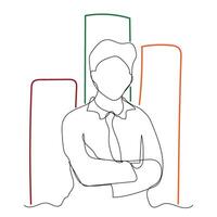 Sketch outline concept minimal business man in drawing continuous line art. male business success talent hand drawn with white ioslated background. Abstract,,illustration. vector