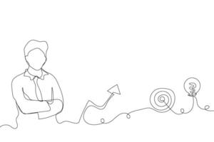 Sketch outline concept minimal business man in drawing continuous line art. male business success talent hand drawn with white ioslated background. Abstract,,illustration. vector