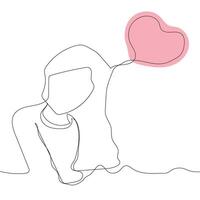 Sketch outline concept minimal girl woman lady in drawing continuous line art. Female hand drawn with white ioslated background. Abstract,illustration. vector