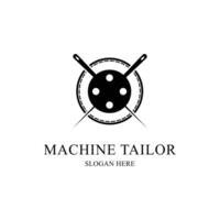 machine tailor logo design concept with label circle vector