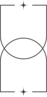 Outline frame with stars. Aesthetic border element. Minimal graphic arch shape. Y2k modern simple abstract figure with sparkles. Trendy geometric window png