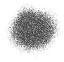 Halftone dotted circle shape. Stipple blob. Noisy abstract design element with grainy shadow texture. Random organic fluid. png