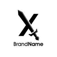 Simple Initial X Sword Logo vector