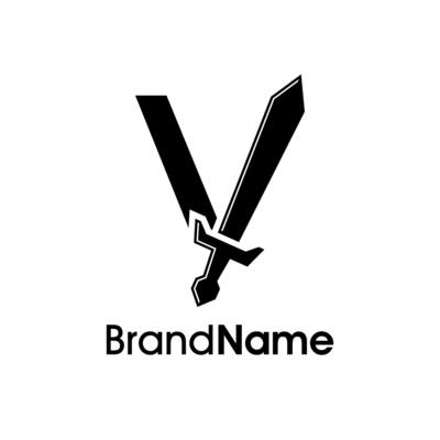 Simple Initial V Sword Logo