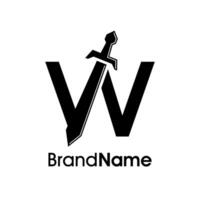 Simple Initial W Sword Logo vector