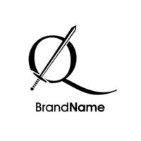 Luxury Initial Q Sword Logo vector