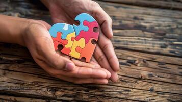 An image showing a pair of hands holding a puzzle piece that completes a heart-shaped puzzle, representing the importance of support in mental health photo