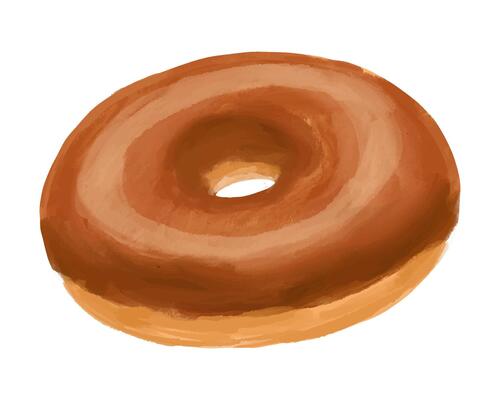 Hand drawn donut isolated on white background. Food illustration isolated on white