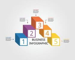 square chart step template for infographic for presentation for 5 element vector