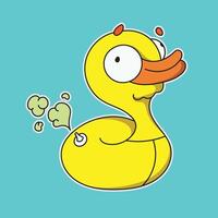 a cartoon of a rubber duck with a yellow beak and a bubble in the middle. vector