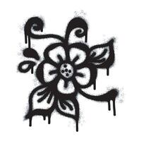 Spray Sprayed Graffiti flower icon isolated on white background. graffiti flower icon with spray on black vector