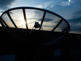 Technology communication technology satellite science blue sky sunset radio dish antennae radar television satellite dish equipment observatory telescope signal connection global digital wireless photo