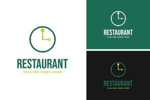 Food time with fork spoon combination logo design template illustration idea vector