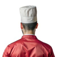 Chef in red uniform and hat with transparent background png
