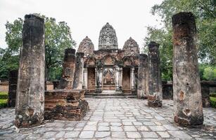 View of the three prangs in Wat Si Sawai temple one of the oldest temples in Sukhothai. Wat Si Sawai initially started off as a Hindu temple during the Khmer period. photo