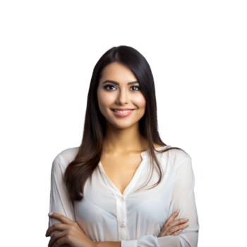 confiante empresária sorridente com braços cruzado em transparente fundo png