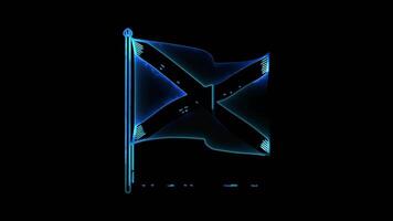 Neon frame effect flag of Scotland, glow, black background. video