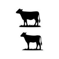 Set of cows. Black silhouette cow isolated on white vector