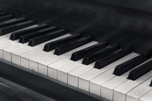 black and white photo of a piano with the keys showing