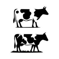 Set of cows. Black silhouette cow isolated on white vector