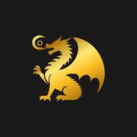 Dragon logo simple elegance, Ancient mythical serpent symbol. Mythological beast sign. vector