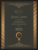 Elegant graduation invitation template with ornament vector