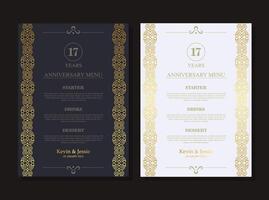 17th anniversary menu design template vector