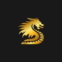 Dragon logo simple elegance, Ancient mythical serpent symbol. Mythological beast sign. vector