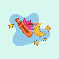 The kentong and crescent moon are symbols of fasting. Ramadan Kareem holiday design. vector