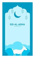 Blue eid adha background with copy space or text space. vector