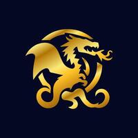 Dragon logo simple elegance, Ancient mythical serpent symbol. Mythological beast sign. vector