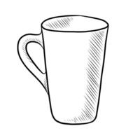 BLACK AND WHITE CONTOUR DRAWING OF A MUG vector