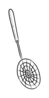 BLACK AND WHITE CONTOUR DRAWING OF A KITCHEN SKIMMER vector