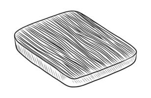 BLACK AND WHITE CONTOUR DRAWING OF A WOODEN CUTTING BOARD vector