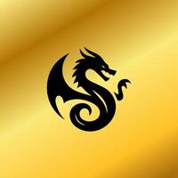 Dragon logo simple elegance, Ancient mythical serpent symbol. Mythological beast sign. vector
