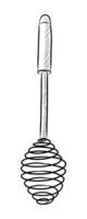 BLACK AND WHITE CONTOUR DRAWING OF A WHISK FOR WHIPPING vector