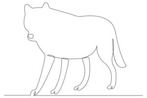 Continuous one line drawing of wolf animals concept single line outline design vector