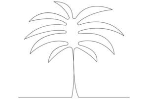 Palm tree continuous one line art drawing of isolated outline illustration vector