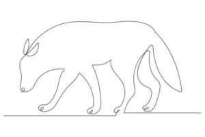 Continuous one line drawing of wolf animals concept single line outline design vector