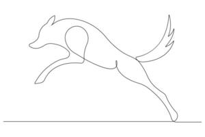 Continuous one line drawing of wolf animals concept single line outline design vector