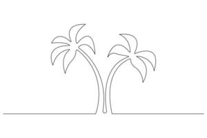 Palm tree continuous one line art drawing of isolated outline illustration vector