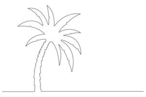 Palm tree continuous one line art drawing of isolated outline illustration vector