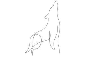 Continuous one line drawing of wolf animals concept single line outline design vector