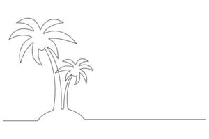 Palm tree continuous one line art drawing of isolated outline illustration vector