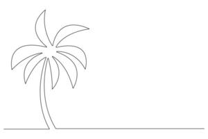 Palm tree continuous one line art drawing of isolated outline illustration vector