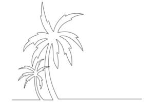 Palm tree continuous one line art drawing of isolated outline illustration vector