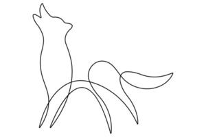 Continuous one line drawing of wolf animals concept single line outline design vector