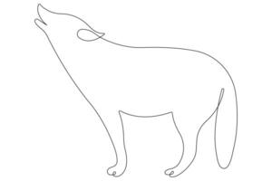 Continuous one line drawing of wolf animals concept single line outline design vector