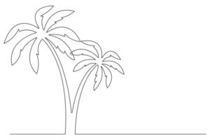 Palm tree continuous one line art drawing of isolated outline illustration vector